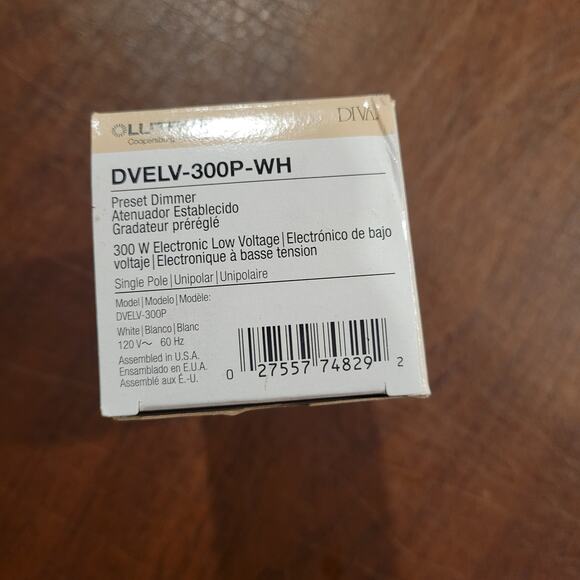 Lutron DVELV-300P-WH 300-Watt Diva Low Voltage Single Pole Dimmer, White New - Picture 6 of 10